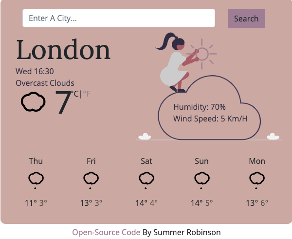 Weather app coded in React
